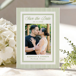 Reserve A Data Foto de casamento com listras verdes clássicas