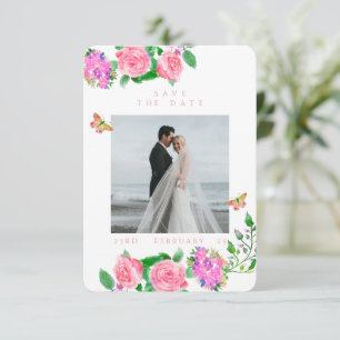 Reserve A Data Foto de casamento com monograma de fita rosa