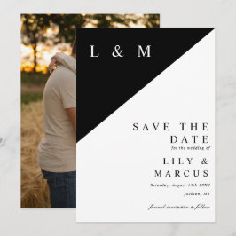 Reserve A Data Foto de casamento com monograma minimalista preto