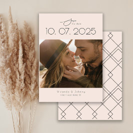 Reserve A Data Foto de casamento com relevo moderno cor de blush