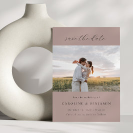 Reserve A Data Foto de Casamento com Rosa Mauve Muted Minimalista