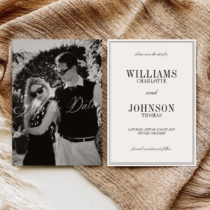 Reserve A Data Foto de casamento com roteiro vintage elegante e d