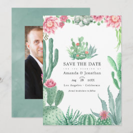 Reserve A Data Foto de casamento com suculentas em aquarela