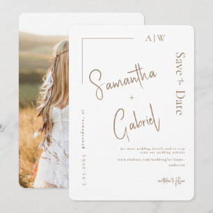 Reserve A Data Foto de casamento contemporâneo branco para Save t