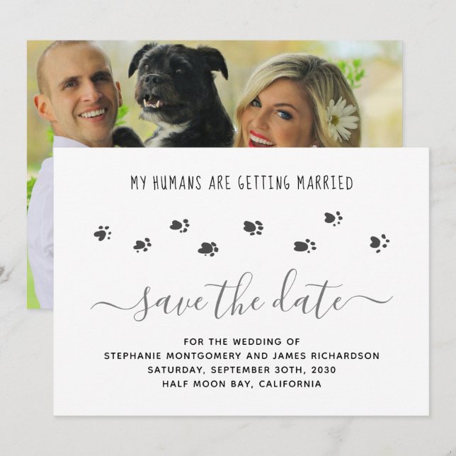 Reserve A Data Foto de casamento de animal de estimação personali (Frente/Verso)