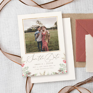 Reserve A Data Foto de Casamento de Aquarela Elegante Winter Gree