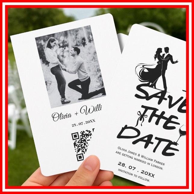 Reserve A Data Foto de Casamento de Código QR Whimsical Desenhado (Criador carregado)