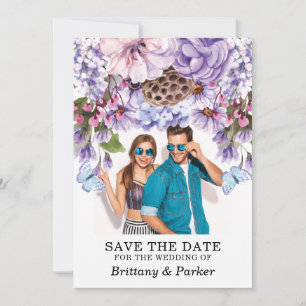 Reserve A Data Foto De Casamento De Cor D'Água Púrpura Floral
