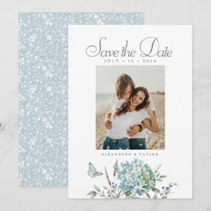 Reserve A Data Foto De Casamento De Cor De Água Azul Boêmia Botân