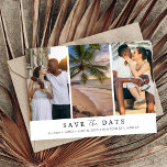 Reserve A Data Foto de Casamento de Destino de Praia<br><div class="desc">A data perfeita para o casal planejar um casamento de praia. Compartilhe suas fotos de noivado e seus planos de casamento de destino futuros com familiares e amigos. Personalize este casamento moderno salve o cartão de data com suas fotos, nomes, data de casamento e o local. A foto central pode...</div>