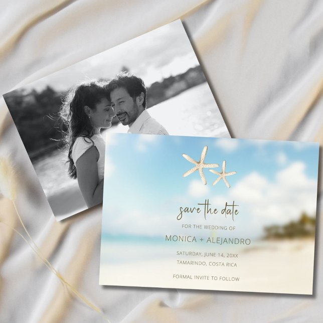 Reserve A Data Foto de Casamento de Destino de Praia (Beach Destination Wedding Photo Save The Date)