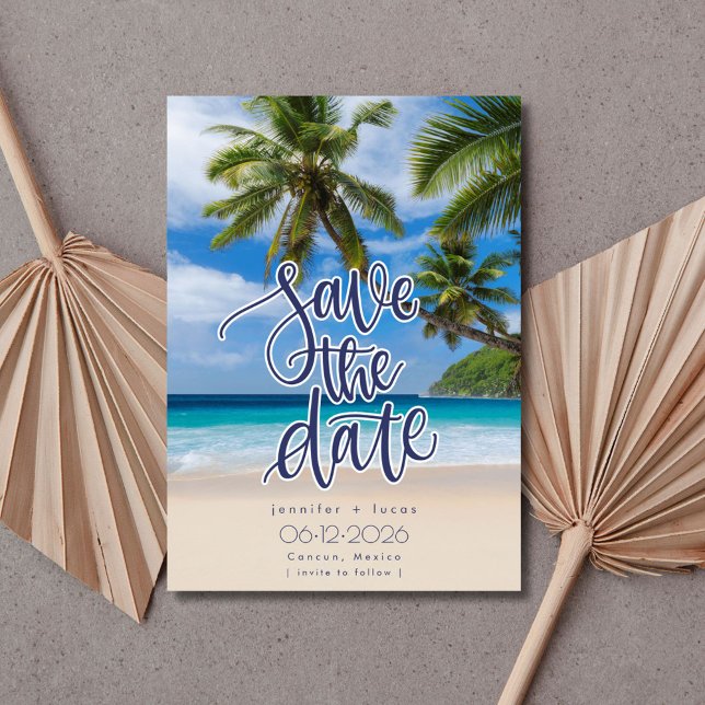 Reserve A Data Foto de Casamento de Destino de Praia Salvar a Dat (Beach Destination Wedding Photo Save the Date)