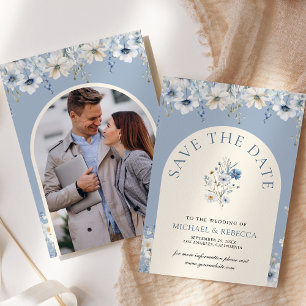 Reserve A Data Foto de Casamento de Dusty Blue Boho Wildflower