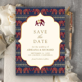 Reserve A Data Foto de Casamento de Elefante Dourado Burgundy