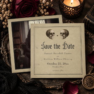 Reserve A Data Foto de casamento de Halloween com esqueleto gótic