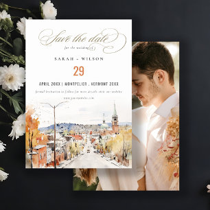 Reserve A Data Foto de Casamento de Montpelier City Scape Vermont