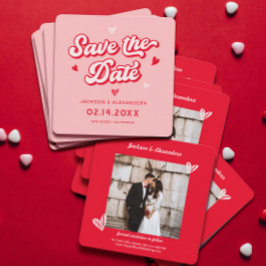 Reserve A Data Foto de Casamento de Namorados Vermelhos e Rosa