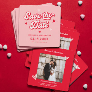 Reserve A Data Foto de Casamento de Namorados Vermelhos e Rosa