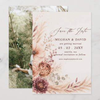 Reserve A Data Foto de Casamento de Outono Floral Pampas Burgundy