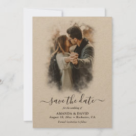Reserve A Data Foto de Casamento de Papel Moderno Kraft