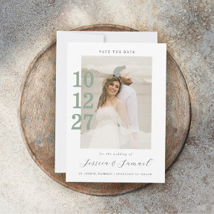 Reserve A Data Foto de Casamento de Script Verde Mint Minimalista