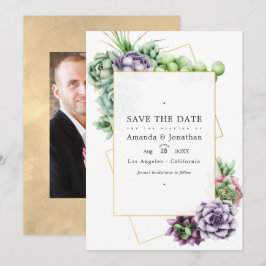 Reserve A Data Foto de casamento de suculentas geométricas