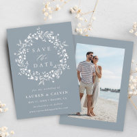 Foto de casamento de wildflower boho moderno azul 