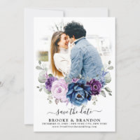 Foto de casamento do Marinho Lilac Blooms Azul Dus
