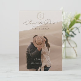 Reserve A Data Foto de Casamento do Monograma do Crest Botânico