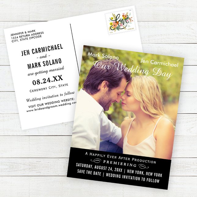 Reserve A Data Foto de casamento do Poster de filme negro Salvar  (Criador carregado)