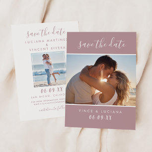Reserve A Data Foto de casamento em tom de roxo com letra manuscr