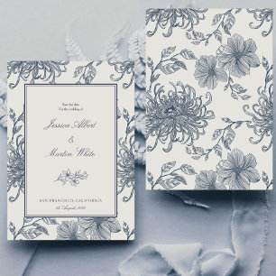 Reserve A Data Foto de casamento floral boho em aquarela azul emp