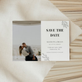 Reserve A Data Foto de casamento floral branca minimalista