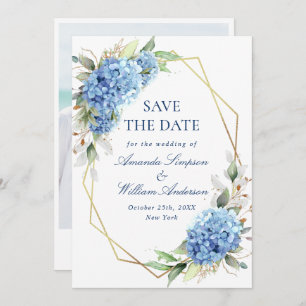 Reserve A Data Foto de Casamento Floral de Hydrangea Blue Elegant