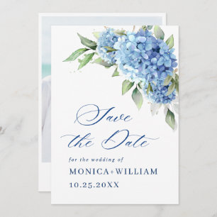 Reserve A Data Foto de Casamento Floral de Hydrangea Blue Elegant