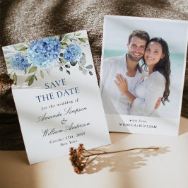 Reserve A Data Foto de Casamento Floral de Hydrangea Blue Elegant