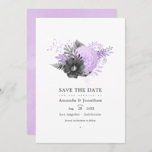 Reserve A Data Foto de Casamento Floral de Lilac e Carvões