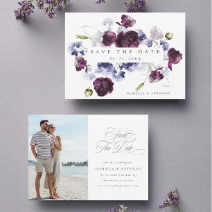 Reserve A Data Foto de Casamento Floral de Plum Purple & Indigo B