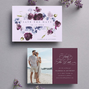 Reserve A Data Foto de Casamento Floral de Plum Purple & Indigo B