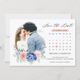 Reserve A Data Foto de casamento floral em azul naval e poeira ro