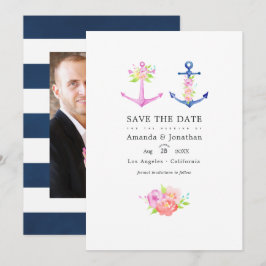 Reserve A Data Foto de casamento floral náutico em aquarela