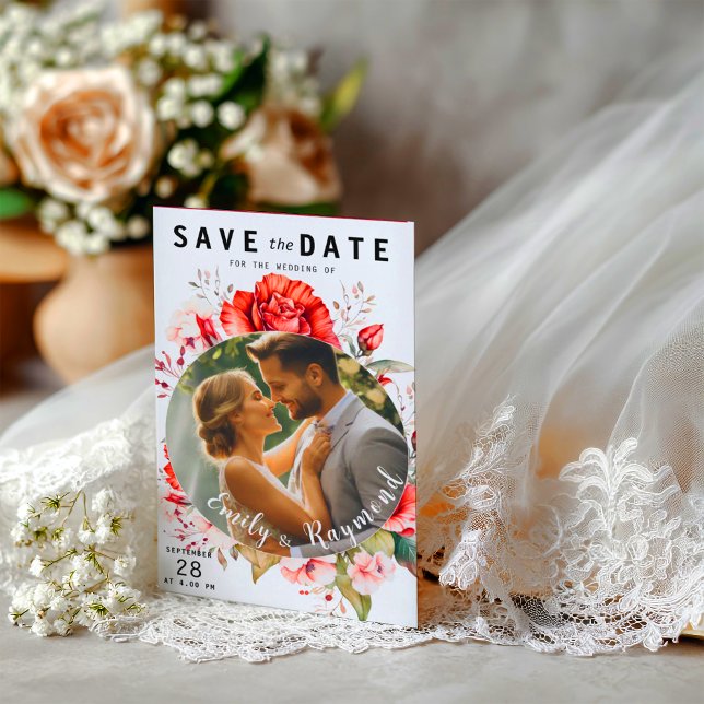 Reserve A Data Foto de casamento floral Terracota Borgonha Blush (Criador carregado)