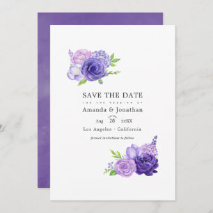 Reserve A Data Foto De Casamento Floral Ultra Violet Watercolor