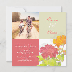 Reserve A Data Foto de Casamento Floral Vermelho Laranja Salva a