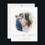 Reserve A Data Foto de Casamento Geométrico Greenery Watercolor<br><div class="desc">Os vossos convidados ficarão maravilhados quando abrirem o vosso belo cartão de salvamento e ele dar-lhes-á uma ideia do estilo do vosso próximo casamento! Isto combina com a nossa Coleção Geométrica Verde, mas na verdade deixámos de lado o verde deste para que não ultrapasse a tua fotografia. A estrutura geométrica...</div>