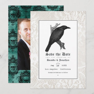 Reserve A Data Foto de casamento gótico Crânio e Renda