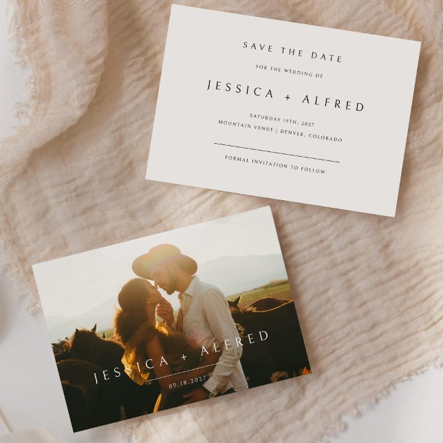 Reserve A Data Foto de casamento horizontal com letra moderna e e (Criador carregado)
