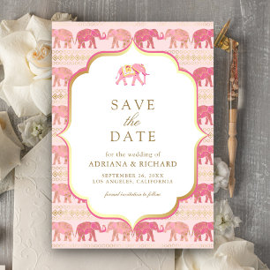 Reserve A Data Foto de casamento índio, rosa e Dourada, com elefa