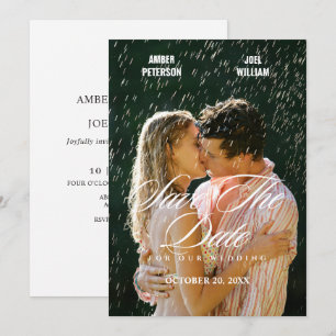Reserve A Data Foto de casamento minimalista romântico chuvoso
