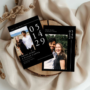 Reserve A Data Foto de Casamento Mínimo Moderno Preto e Branco